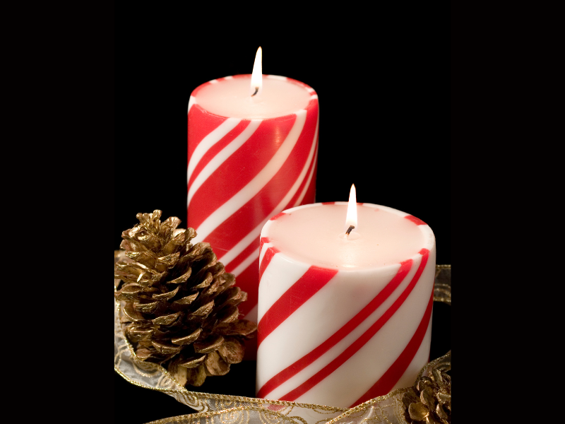 Decorative peppermint candle